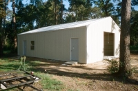 30x40x10, lightstone walls, white trim and roof